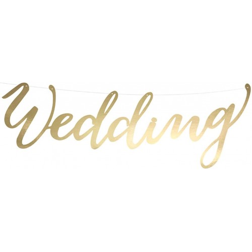 Festone scritta oro Wedding, Matrimonio, in cartoncino
