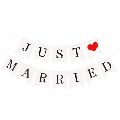 Festone banner per matrimonio, Just Married, con cuore, da appendere