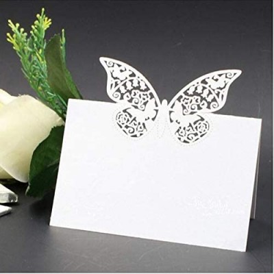 Set da 100 Segnaposti bianchi con farfalla da 12 x 9 cm, per matrimonio