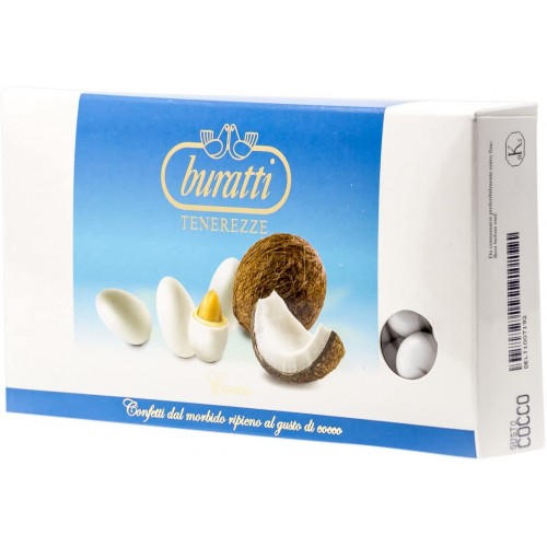Confetti gusto cocco Buratti da 1 kg, made in Italy, per cerimonie