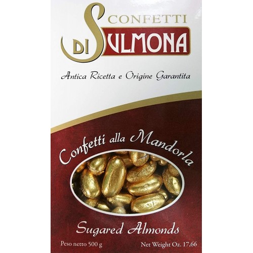 Confetti Nozze d'Oro con mandorla Oro, di Sulmona 500 gr, per 50 anni