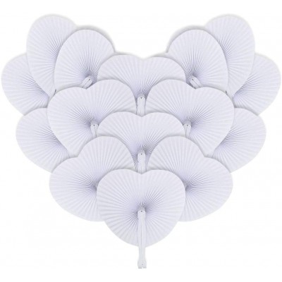 Set da 24 Ventagli forma cuore, in PVC, bianchi, wedding gadget