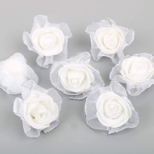 Set da 100 rose bianche artificiali, centrotavola matrimonio