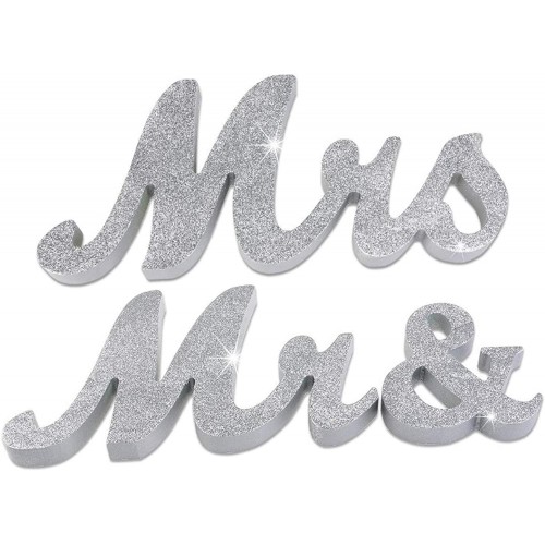 Lettere in legno Mr & Mrs per insegne matrimonio, addobbi wedding silver
