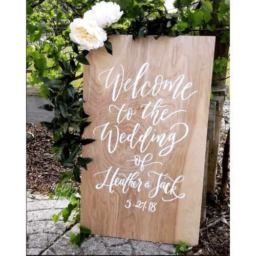 Cartello di Benvenuto per Matrimonio, in legno di pino naturale, decorazione