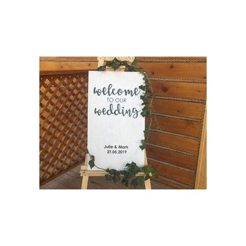 Cartello di benvenuto in inglese, personalizzabile, per matrimonio