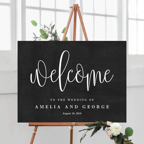 Cartello Matrimonio sfondo nero, Benvenuto ospiti, legno acrilico