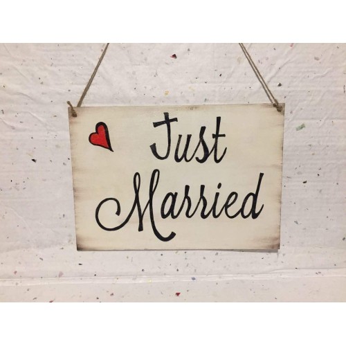 Cartello matrimonio JUST MARRIED, oggi sposi, addobbo