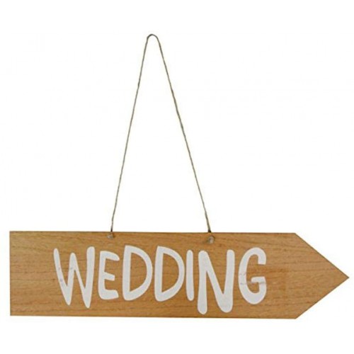 Cartello insegna freccia Wedding in legno per matrimonio