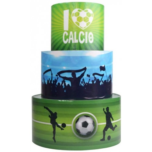 Torta finta scenografica tema Calcio in vinile, 3 piani, per compleanni