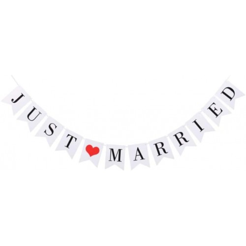 Festone Just Married con cuore, ghirlanda decorativa