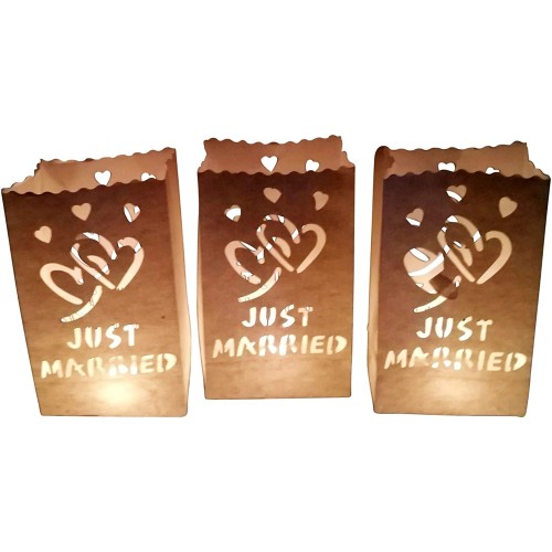 Set da 10 sacchetti di carta per candele matrimonio, carta ignifuga