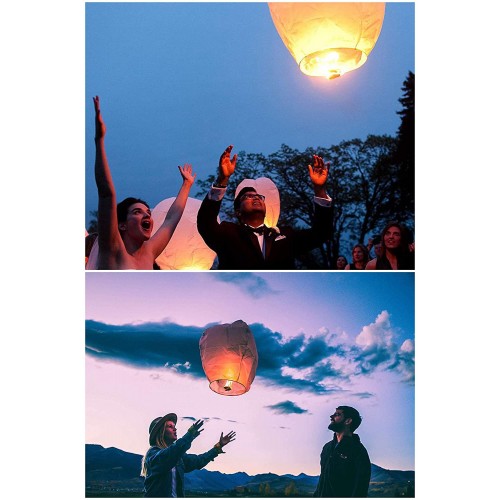 Anniversario Bianche Ideali per Matrimonio Compleanno Capodanno 90 x 50 cm Alsino Set di 50 Lanterne Cinesi Volanti San Valentino 