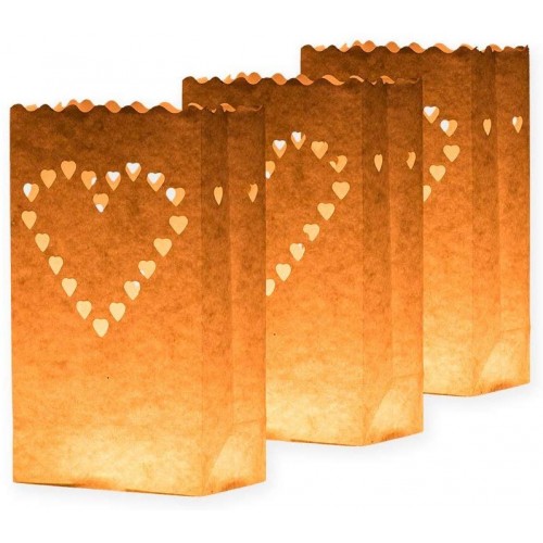 Set di 30 lanterne luminose con cuore, per matrimonio, di carta