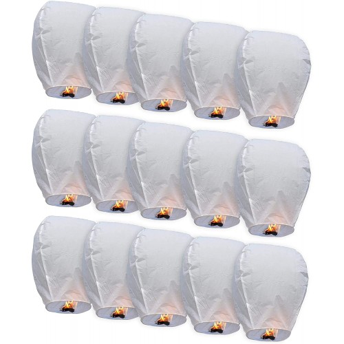 Set da 15 lanterne bianche volanti in carta di riso, per cerimonie