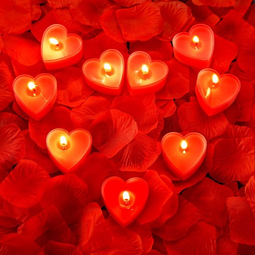 Set da 200 Candele forma cuore e petali rosa, kit per feste