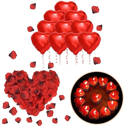 ❤️ Set con 1000 Petali rossi e 50 candeline cuore, per feste