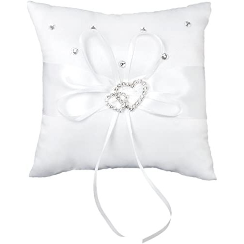 Cuscino per matrimonio, cuscino portafedi, in raso, motivo: floreale,  dimensioni: 20 x 20 cm