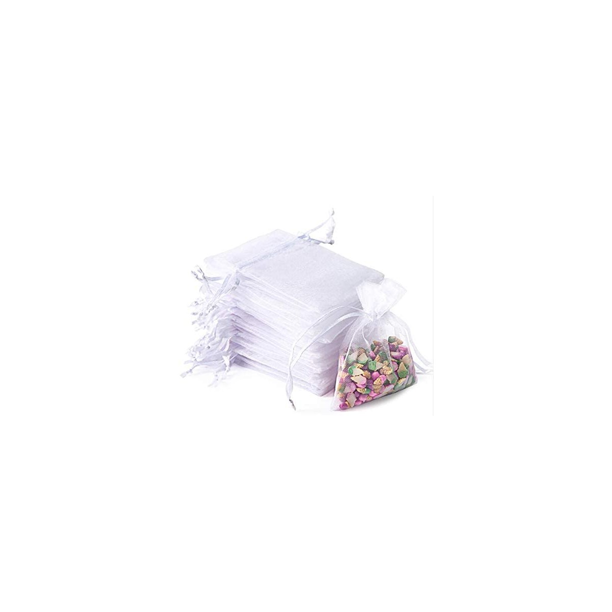Set da 100 Sacchetti Organza 7x9 cm bianchi, per bomboniere wedding