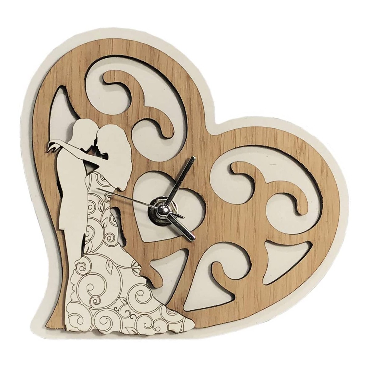 Bomboniera matrimonio orologio cuore in legno per matrimonio