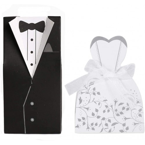 Set da 100 scatole per caramelle tema Wedding, sposo/sposa