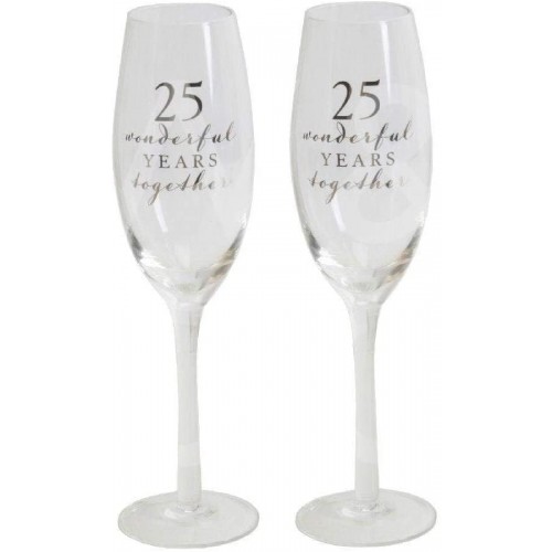 Set da 2 flûte da champagne per 25° anniversario di matrimonio