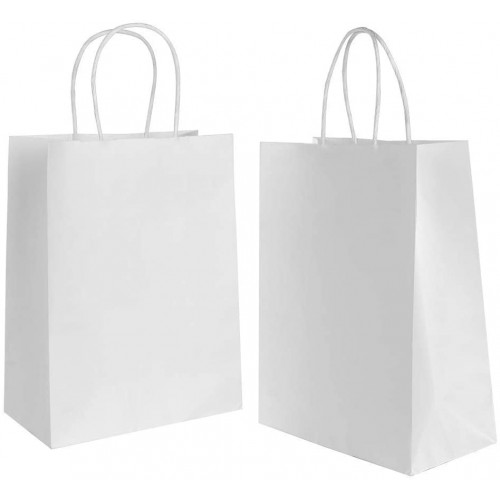 Set da 30 sacchetti bianchi, shopper con manico rinforzato