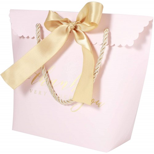 Set da 30 buste Regalo Wedding Bag, rosa con nastrino oro, per matrimonio
