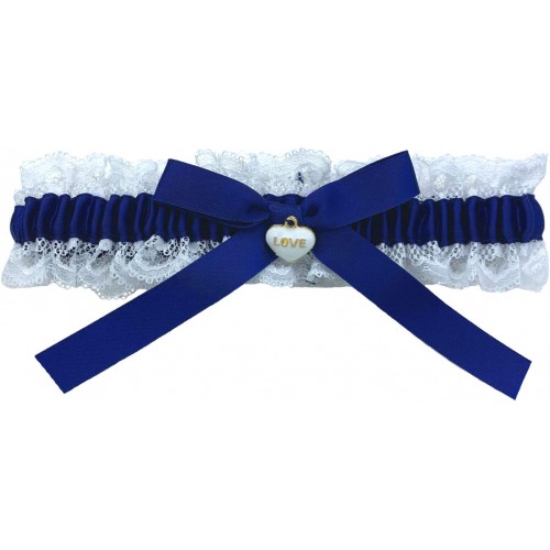 Giarrettiere di pizzo con fiocco blu, per matrimonio, accessorio sposa