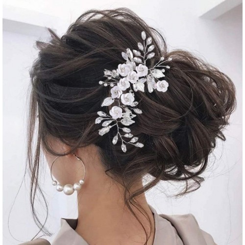 Fermaglio per capelli pianta rampicante con fiori e pietre, da sposa