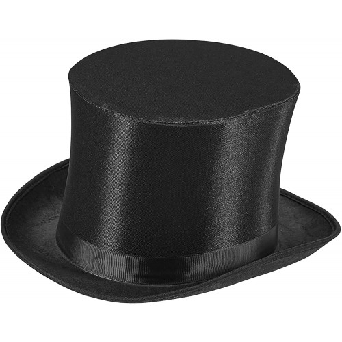 Cappello Cilindro in Raso, nero, per adulti, accessorio sposo