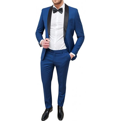 Abito uomo sartoriale, colore blu chiaro, slim Fit, tessuto lucido