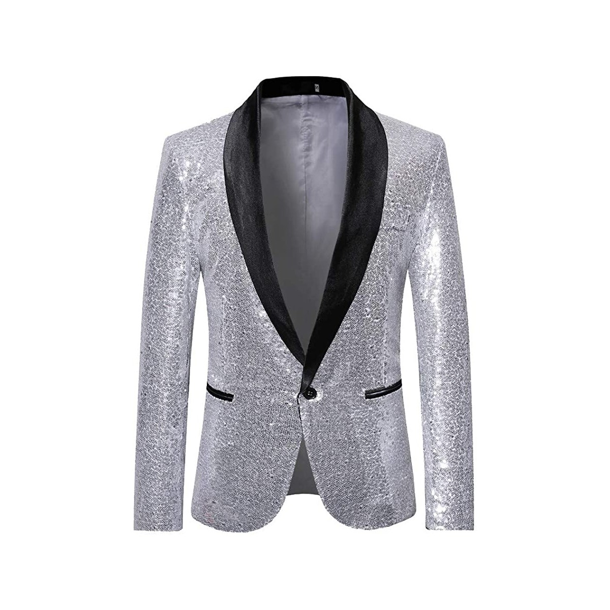 Giacca uomo argento con paillettes, Slim Fit