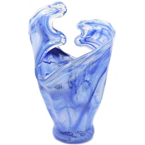 Vaso in Vetro di Murano Blu modello onde, made in italy