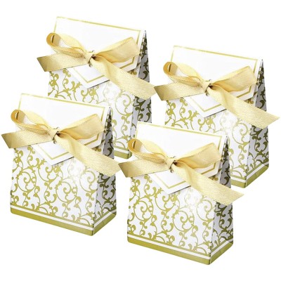 Set da 50 scatoline oro per bomboniere, con fiocchi