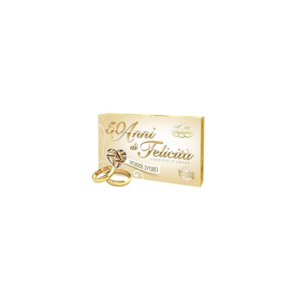 Confetti della felicità, colore oro, da 500gr, Crispo