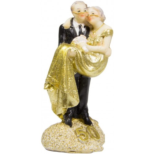 Statuetta sposi tema nozze d’oro 50 anni, in plastica
