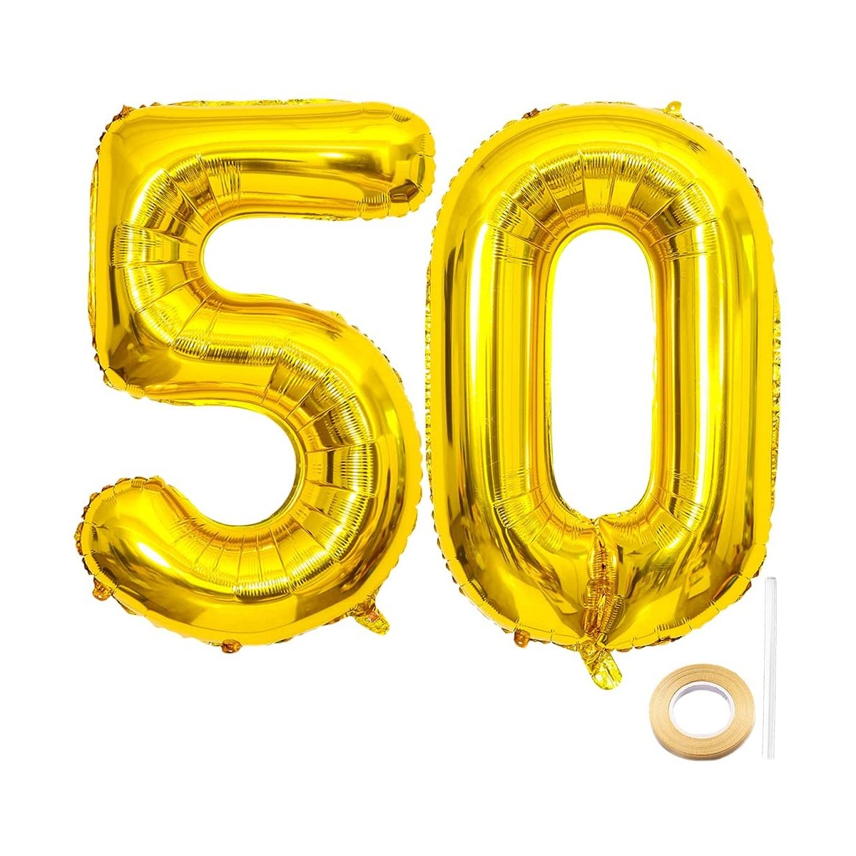 Set da 2 palloncini oro numero 50, per anniversari 50° o compleanno