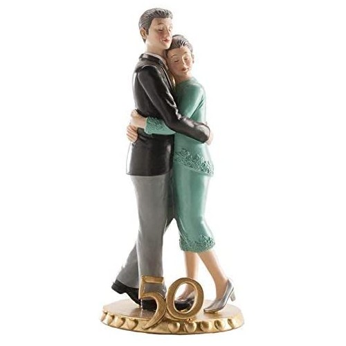 Cake topper per 50° anniversario, statuina sposi anziani