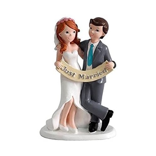 Statuina per torta sposi Just Married, giovani sposi