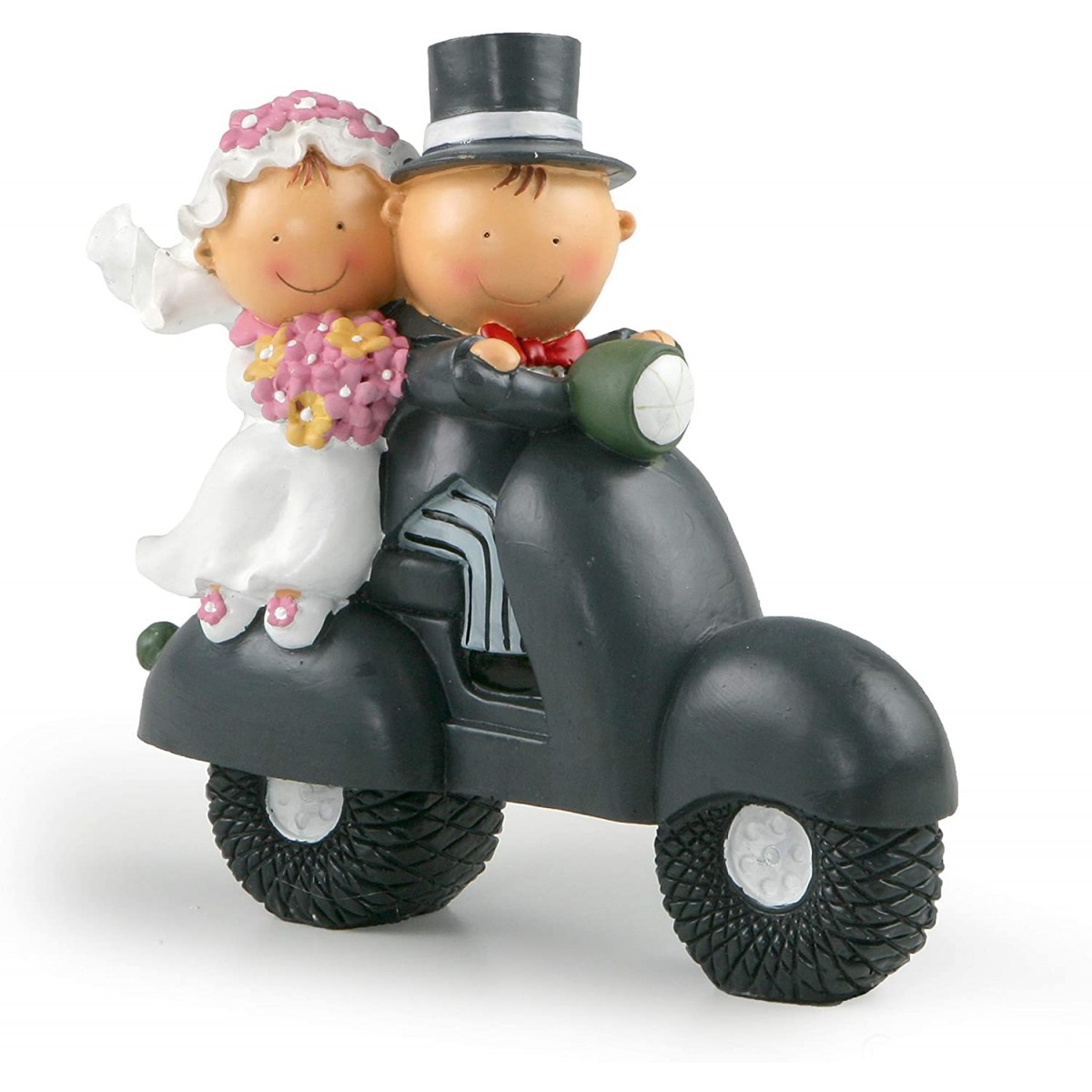 Cake topper statuina Coppia di sposi Pit & Pita in vespa