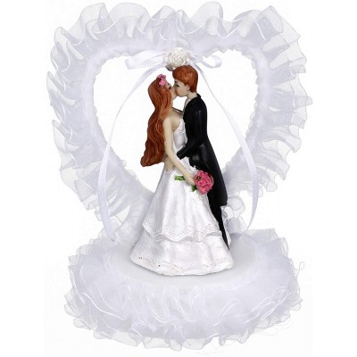 Topper per Wedding Cake, statuina sposi su altare cuore in resina