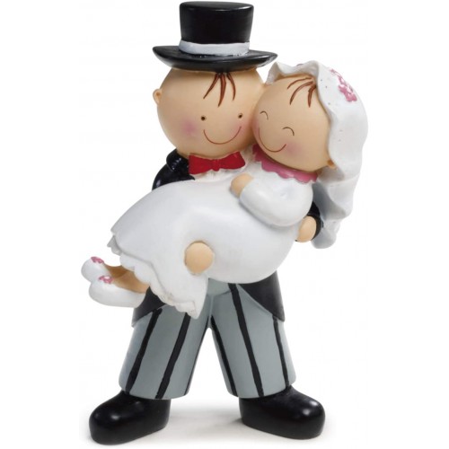 Statuina per torta nuziale, con sposa in braccio, cake topper