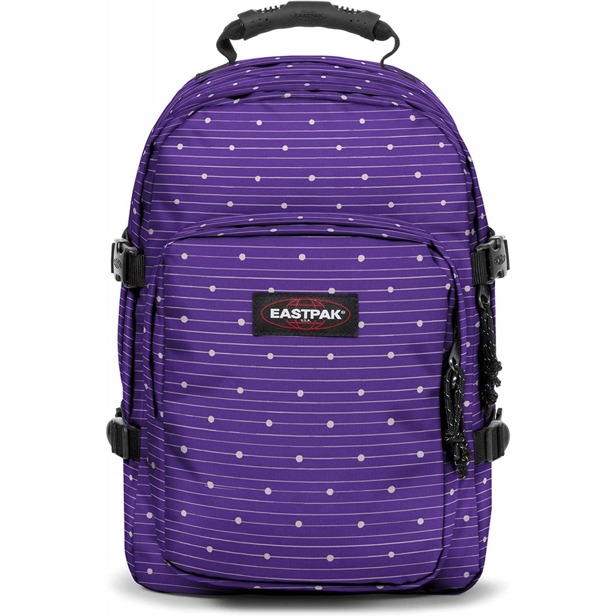 Zaino viola EastPack, stile casual, Little Stripe con organizer