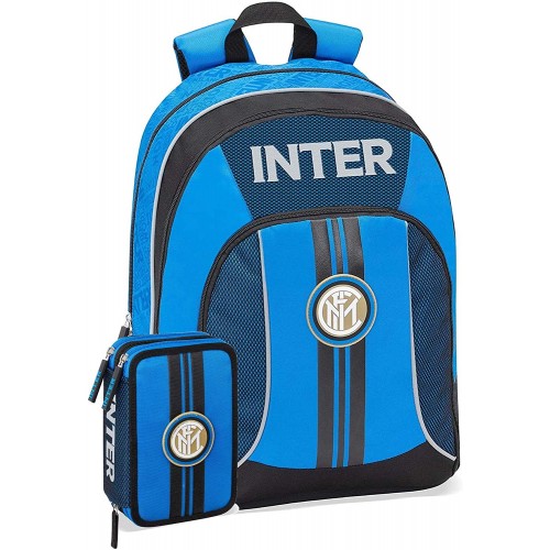 Zaino scuola F.C Inter con astuccio 3 Zip, set scuola media
