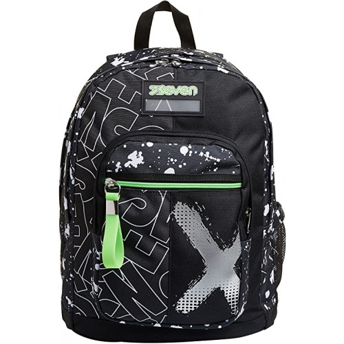 Zaino Seven New Fit, Nero con doppio scomparto, per la scuola o tempo libero