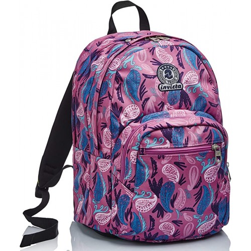 Zaino Invicta Paisley, rosa, cartella scuola doppio scomparto