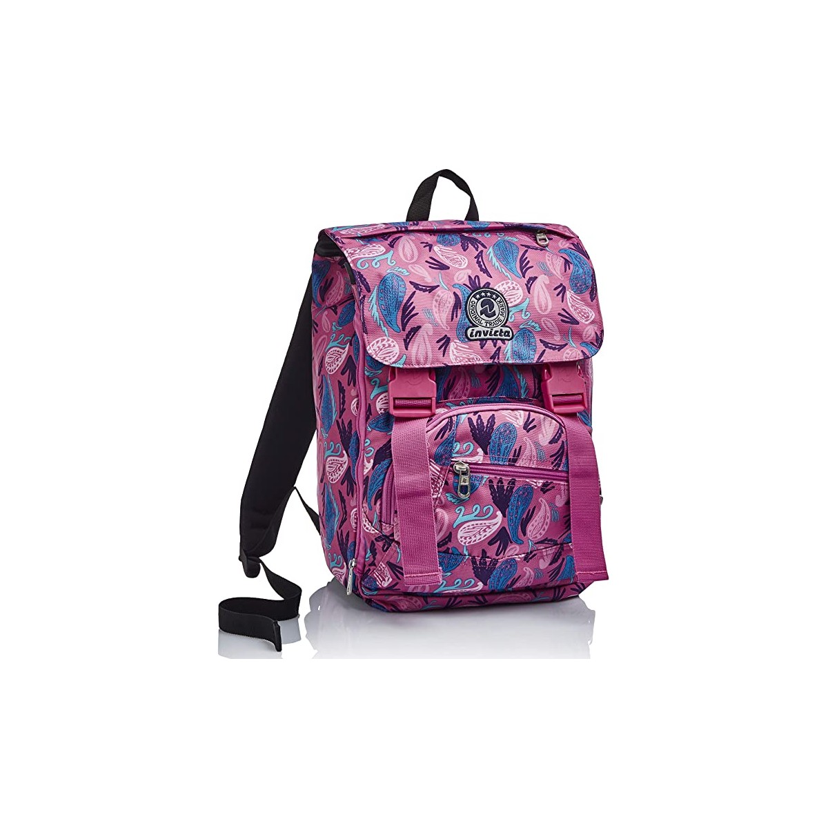 Zaino estensibile Invicta, modello Paisley, rosa, cartella scuola