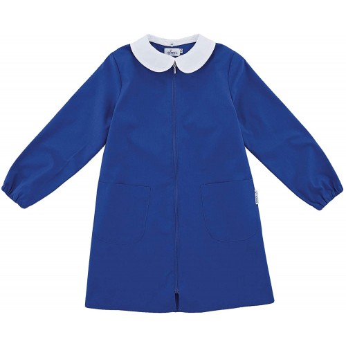 Grembiule bluette con zip, per bambine, divisa scuola