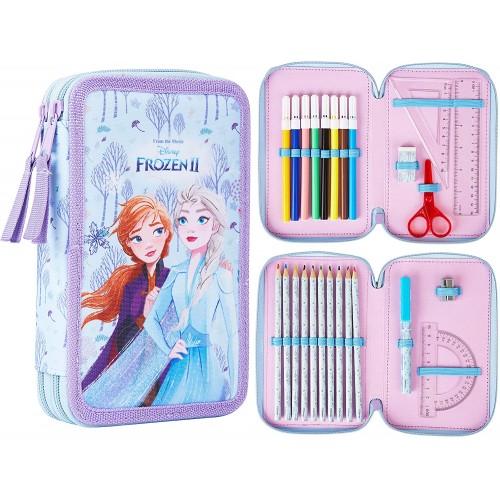 Astuccio scuola Frozen 2, con 2 scomparti e zip